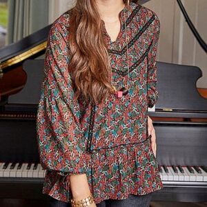 MATILDA JANE Floral Carol Tunic 3/4 Sleeves Sz S NWT